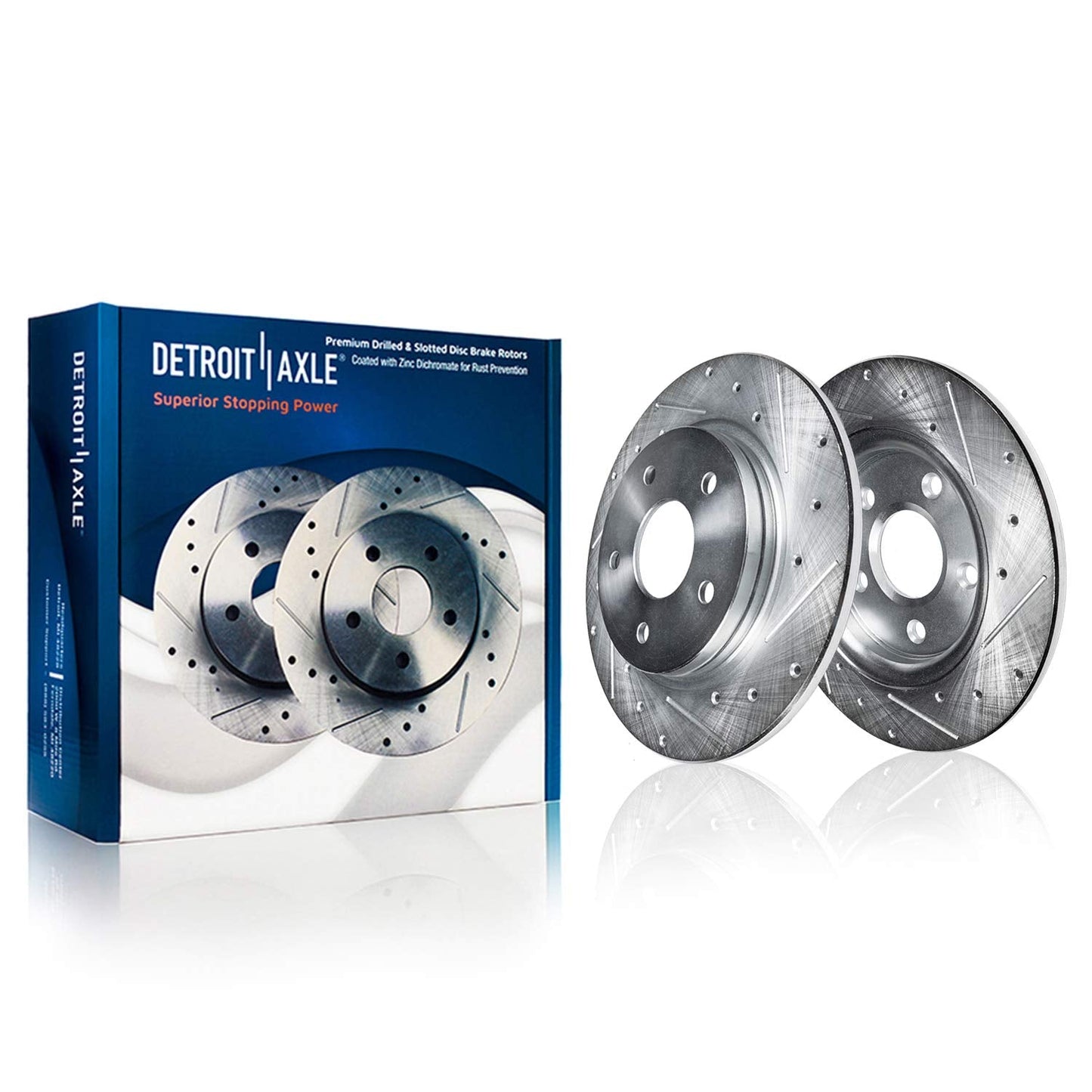 Detroit Axle - Rear Brake Rotors for Chrysler Town & Country Dodge Grand Caravan Journey Ram C/V VW Routan, Drilled & Slotted Di